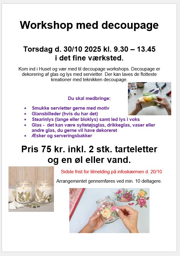 Workshop decoupage